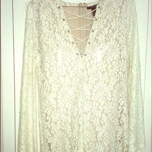 Lace dress with flair sleeves